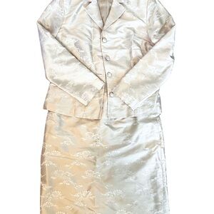 Talbots Pure Silk Cream Jacket and Skirt Set